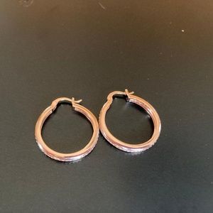 Rose Gold Plated CZ Earring Hoops